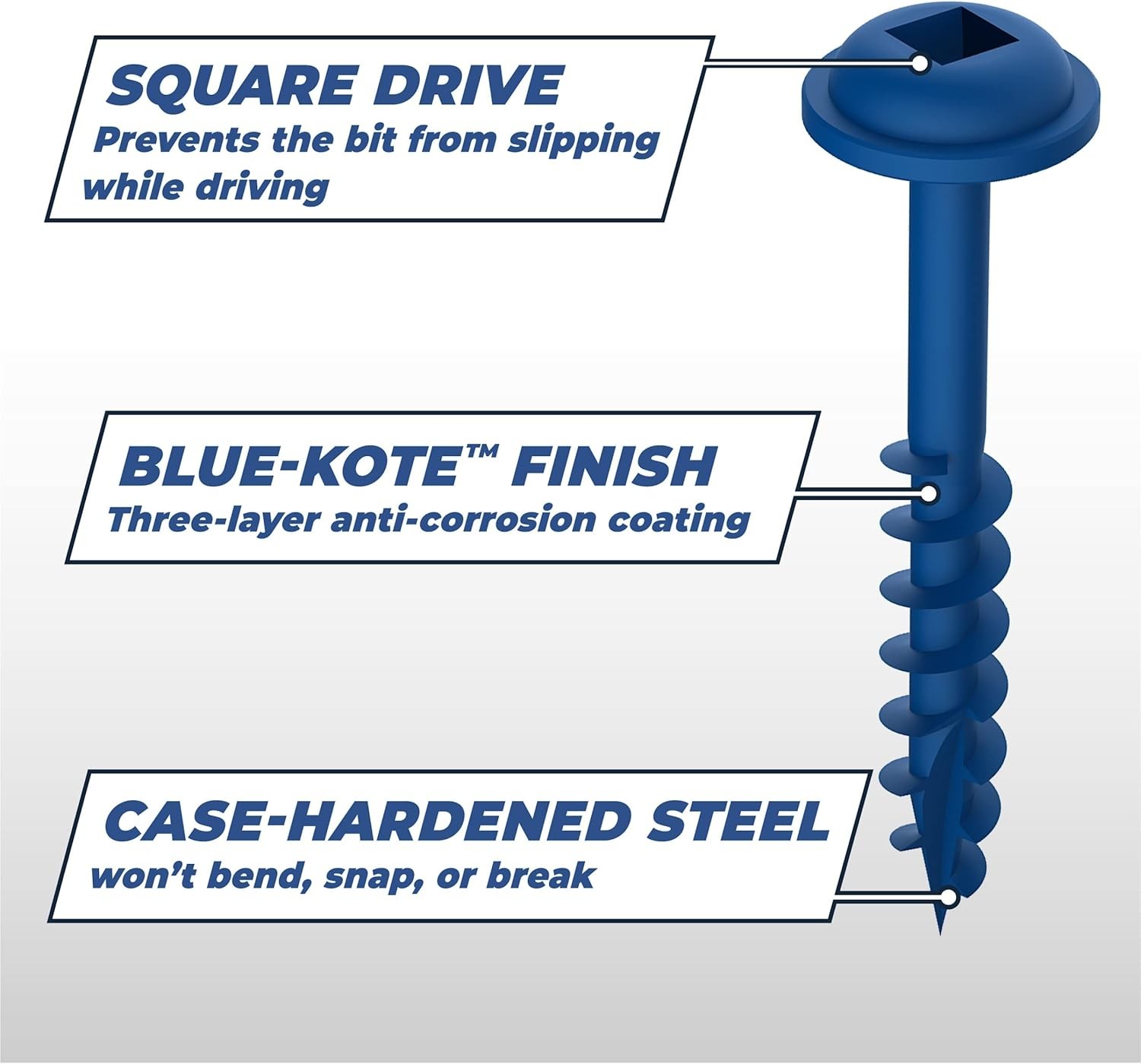 Kreg SML-C125B-100 Blue-Kote Weather Resistant Pocket Screws, 1 1-1/4″, Blue