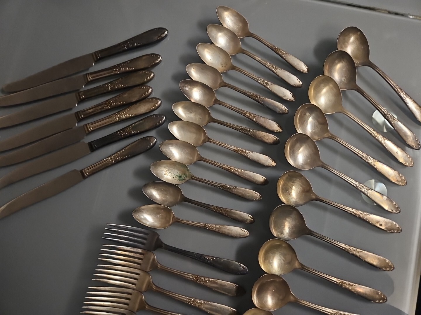 38 Pc King Edward Silver Plate Flatware Set National Silver Co. Vintage Antique