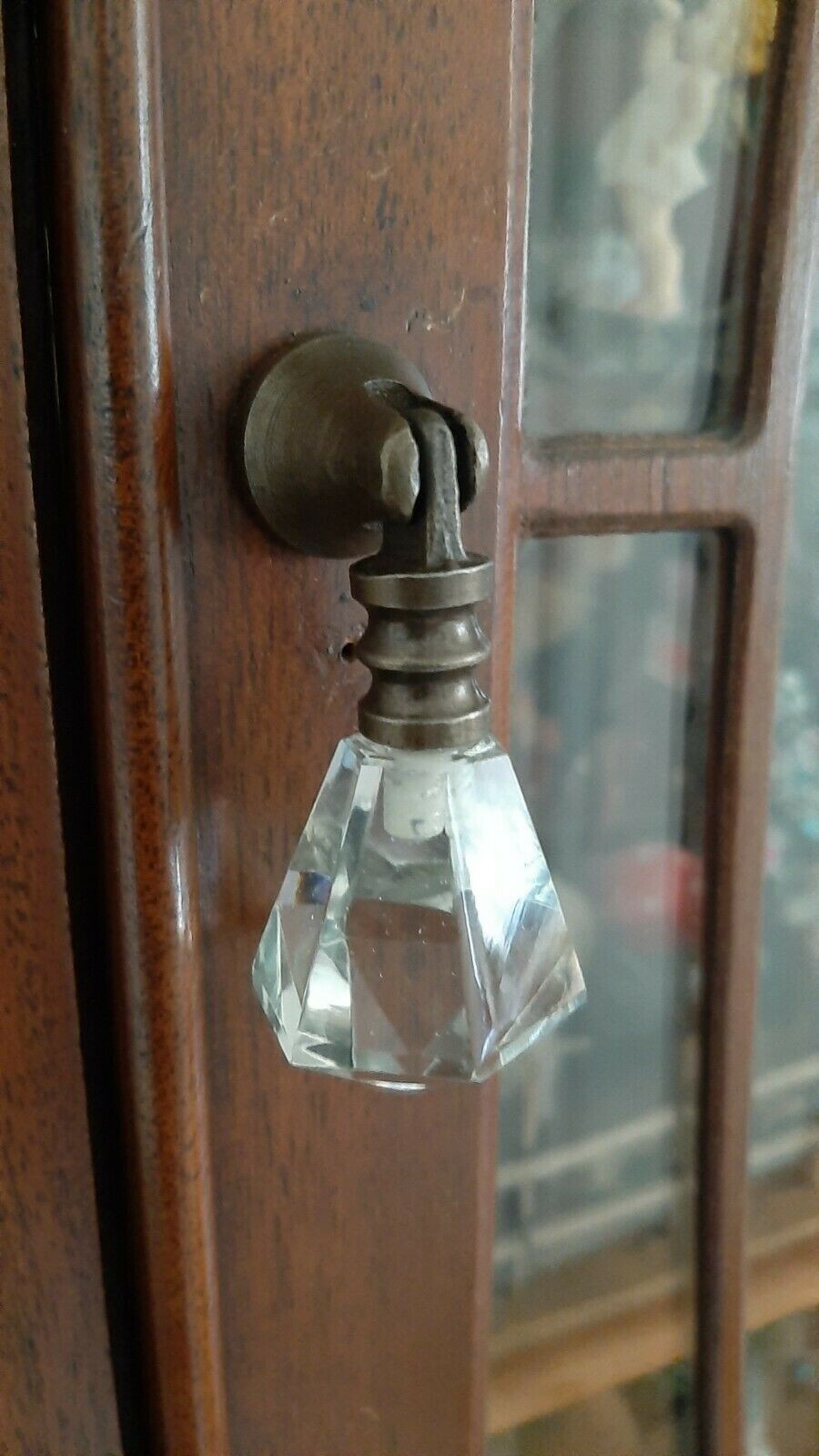 1 Antique Brass Metal Drawer Pulls Handle Glass Teardrop Kitchen Cabinet Knob