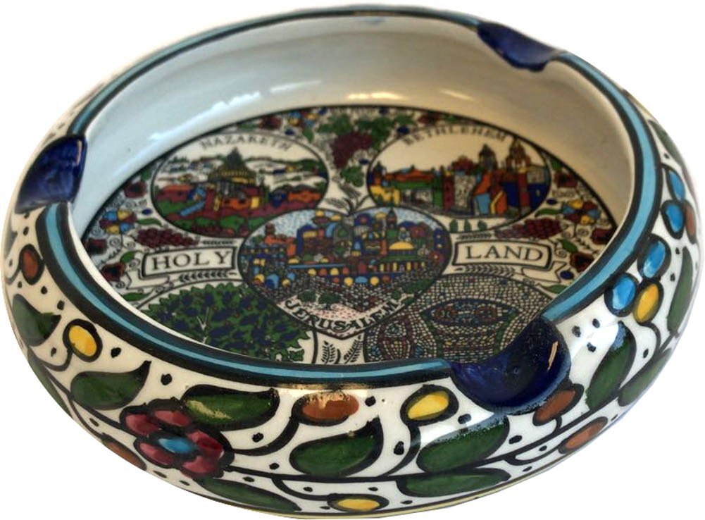 Holy Land Market Ceramic Round Ashtray with Holy Land Major Sites – Design (6