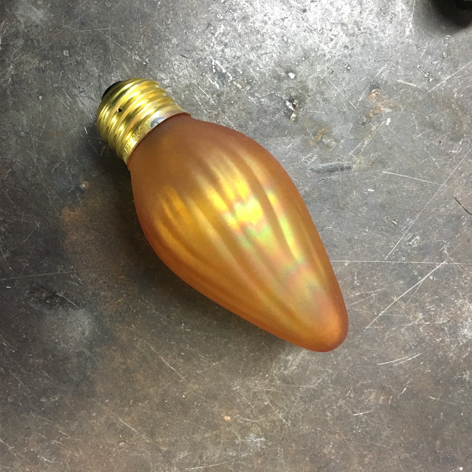 SET of 5 25w AMBER FLAME “Mazda” Painted Light Bulbs for Art Deco Lighting