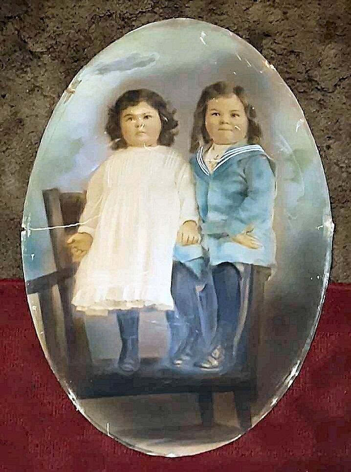 114 YEAR OLD ANTIQUE GESSO PAINTING PICTURES PORTRAIT 2 CHILDREN + ADULT WOMAN