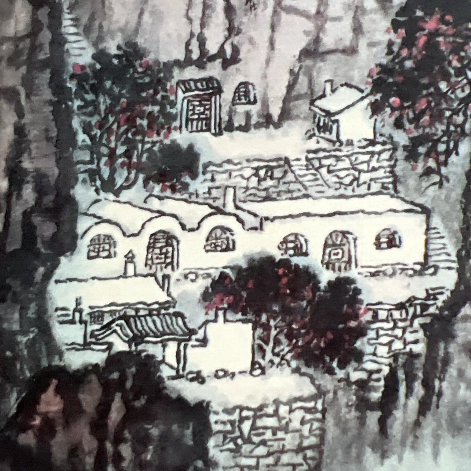 Chinese Woodblock Print THE HILL ARE RED 1960s Qian Song Yan (1898-1985)