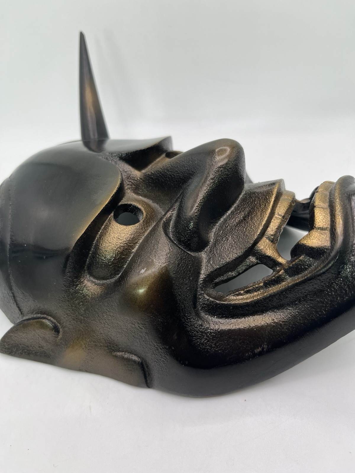 Vintage Japanese Iron Noh Hannya Iron Mask Takaoka-Doki Signed Collector’s 2.5lb