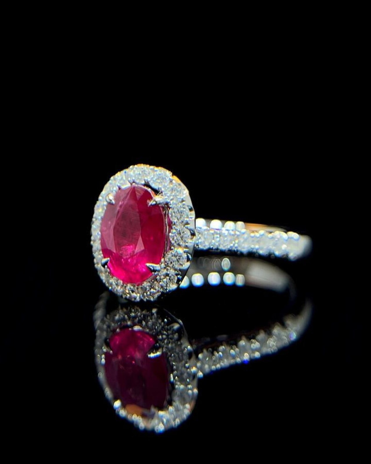 2.50 Ct Oval Natural Ruby Diamond Engagement Ring 14K Solid White Gold Size 5