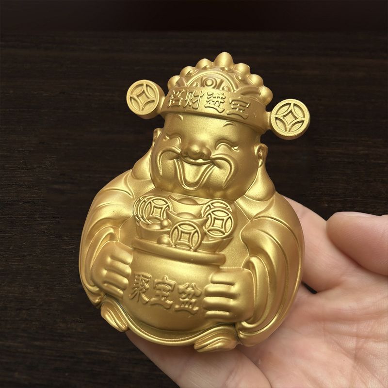 Smiley Face God of Wealth Ornament Metal Cornucopia Sand Gold Pocket Decorative
