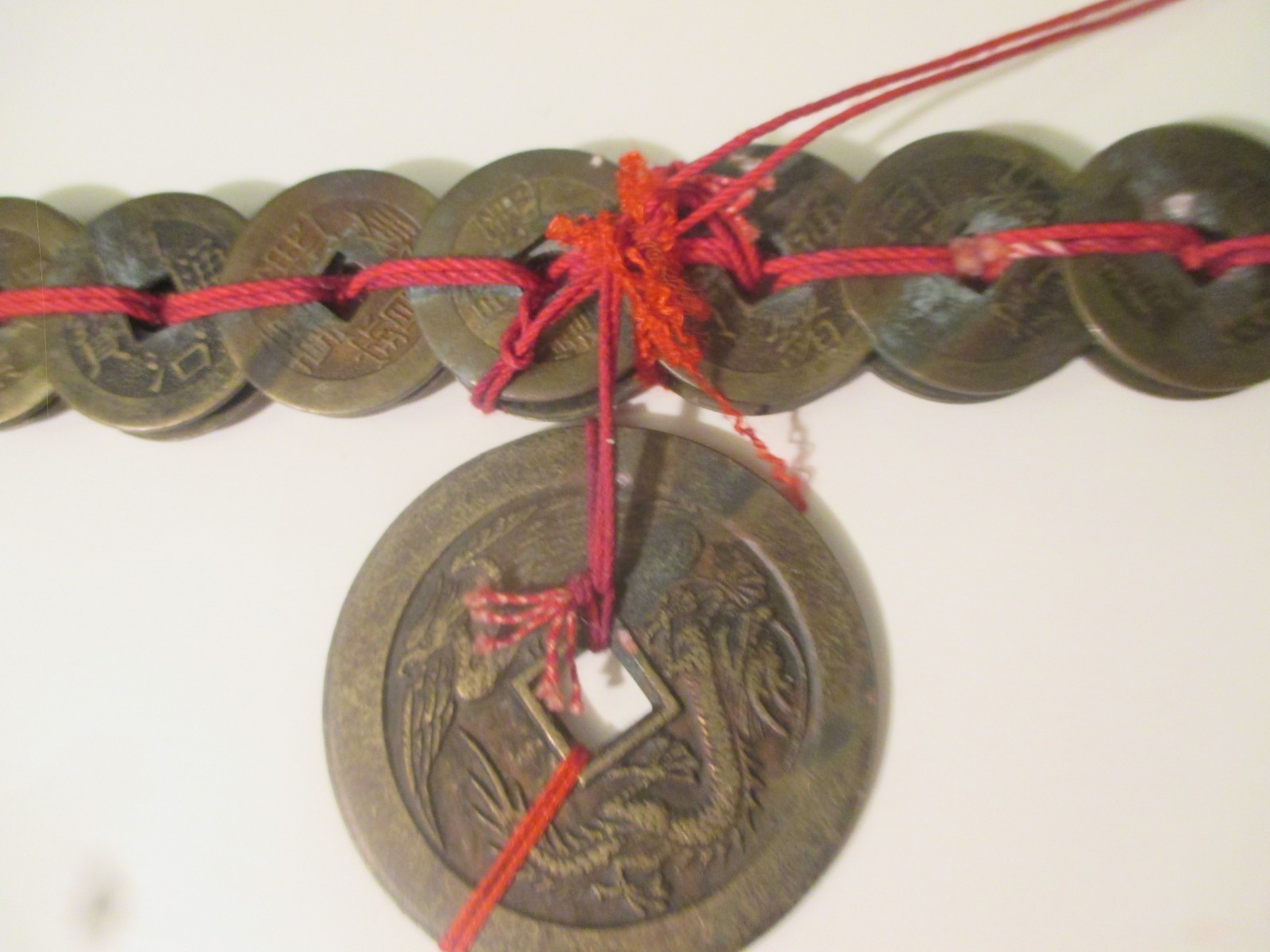 Vintage Chinese Spirit Feng Shui Sword made w Chinese Unsearched Brass Coins