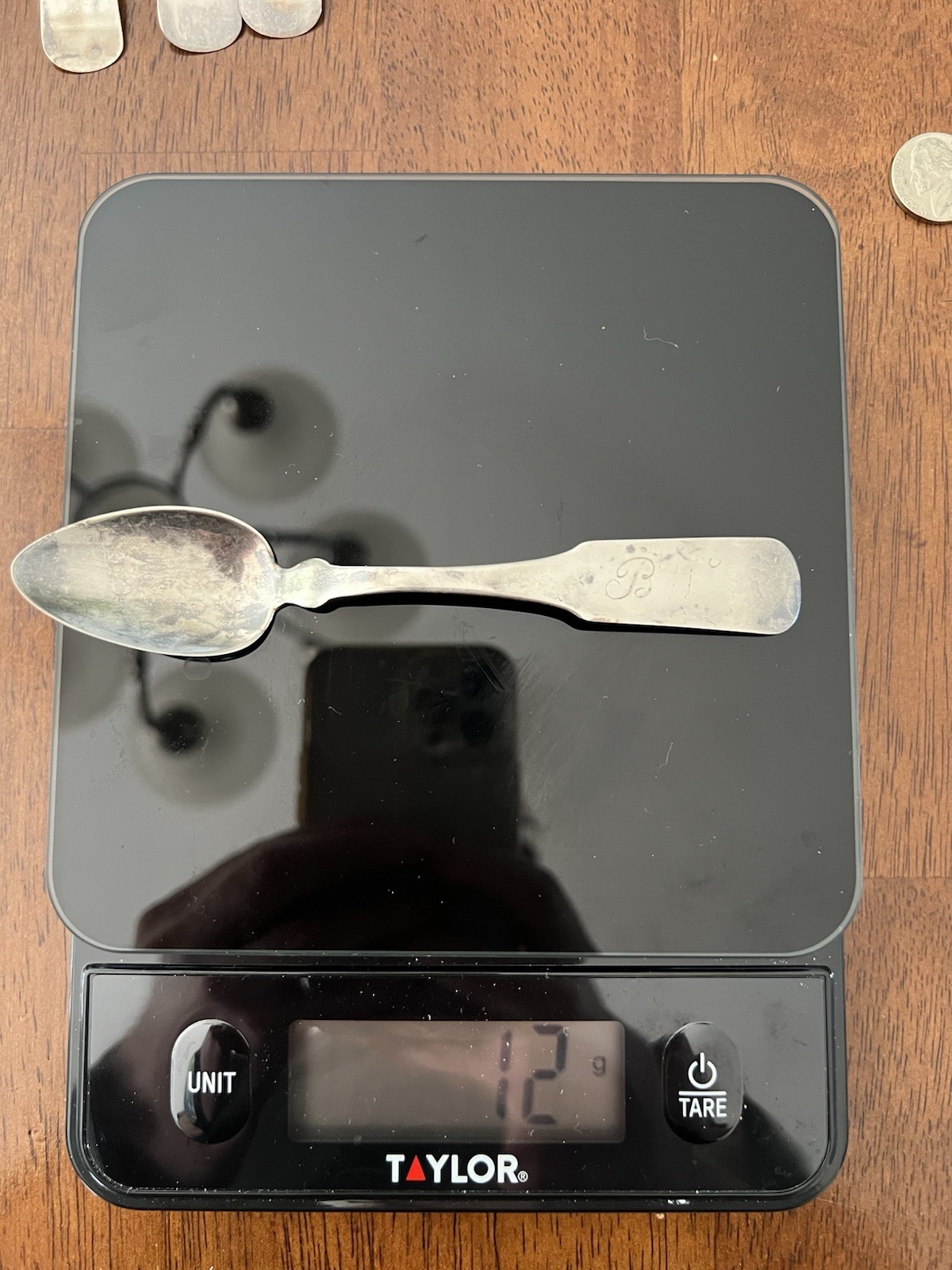 Silver Spoon Set/5 JM Barrows 19th C Antique Vintage Coin Silver Tea Spoons