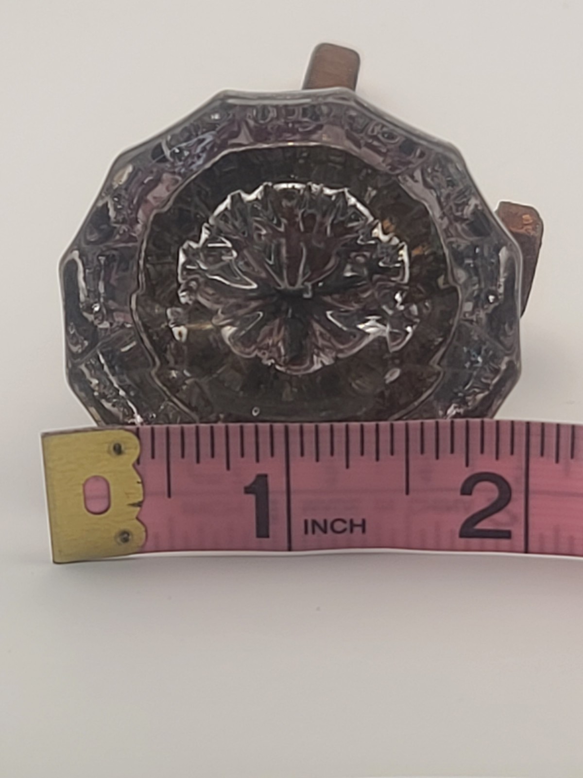 Antique 12 Point Amethyst Glass Door Knob Vintage Lavender Fluted Crystal