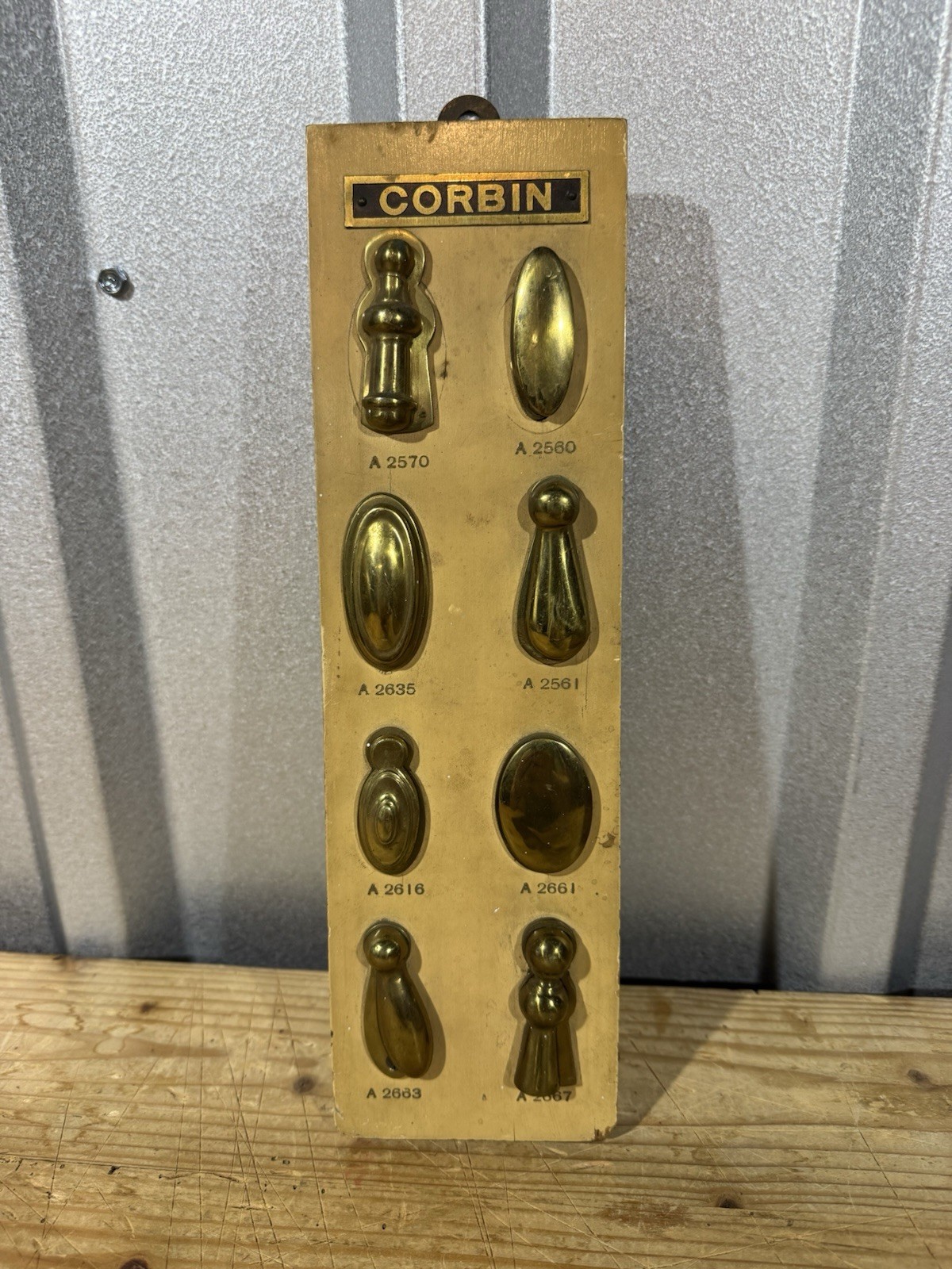 Vintage Corbin Brass Hardware Salesman Sample Display Board 8 A-Series Pieces