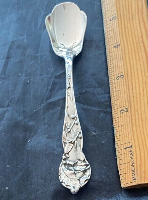 STERLING SILVER CONDIMENT SPOON IN WATSON HOLLY LENGTH 5 1/2″ SUPER DETAILS