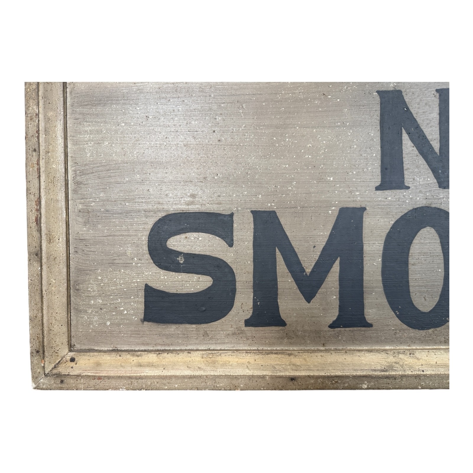 Antique Early 1900s Large Original Painted Wood “No Smoking” Advertising Sign