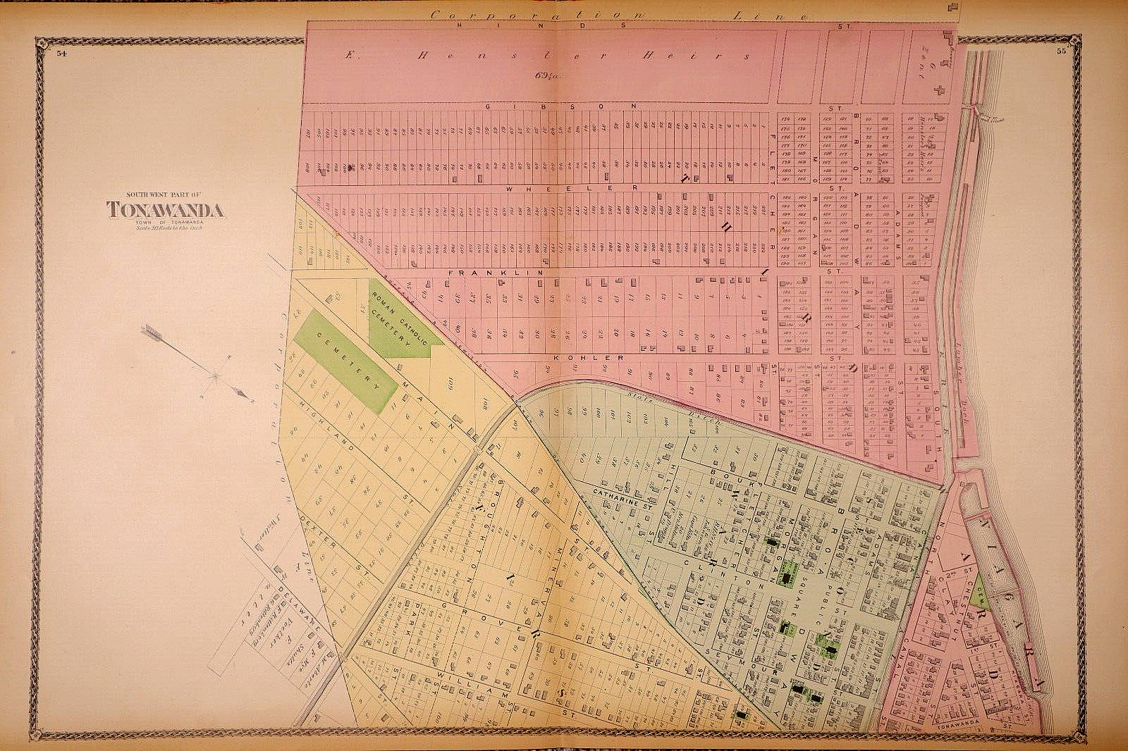 1880 Plat Map ~ NORTHWEST Part of TONAWANDA., NEW YORK ~ (17×28)-#04