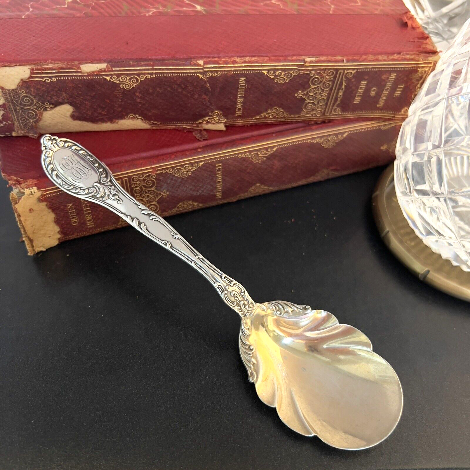 Old Colony-Old Gorham Preserve Spoon Sterling Silver, Gold Wash Bowl, 7″, Mono