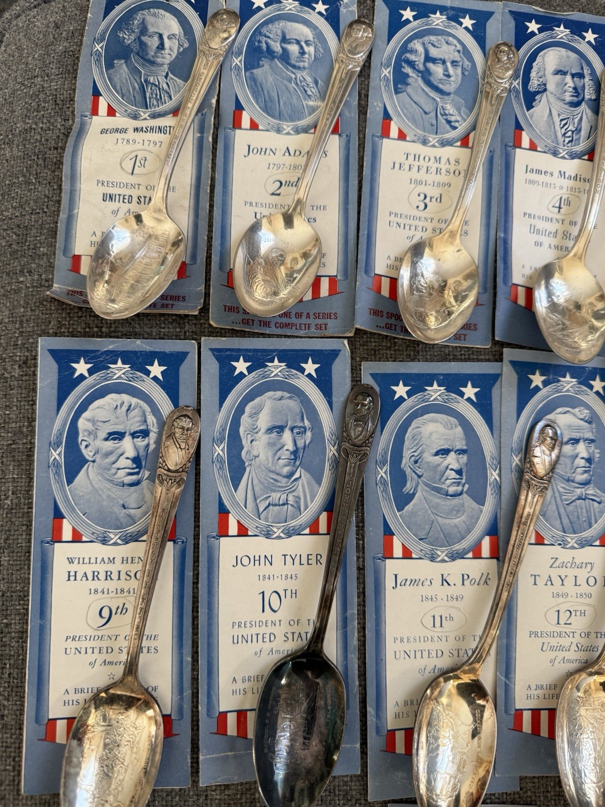 Silver Plated WM. Rogers Presidential Spoons w/ Paperwork & Info Cards 31pc Set