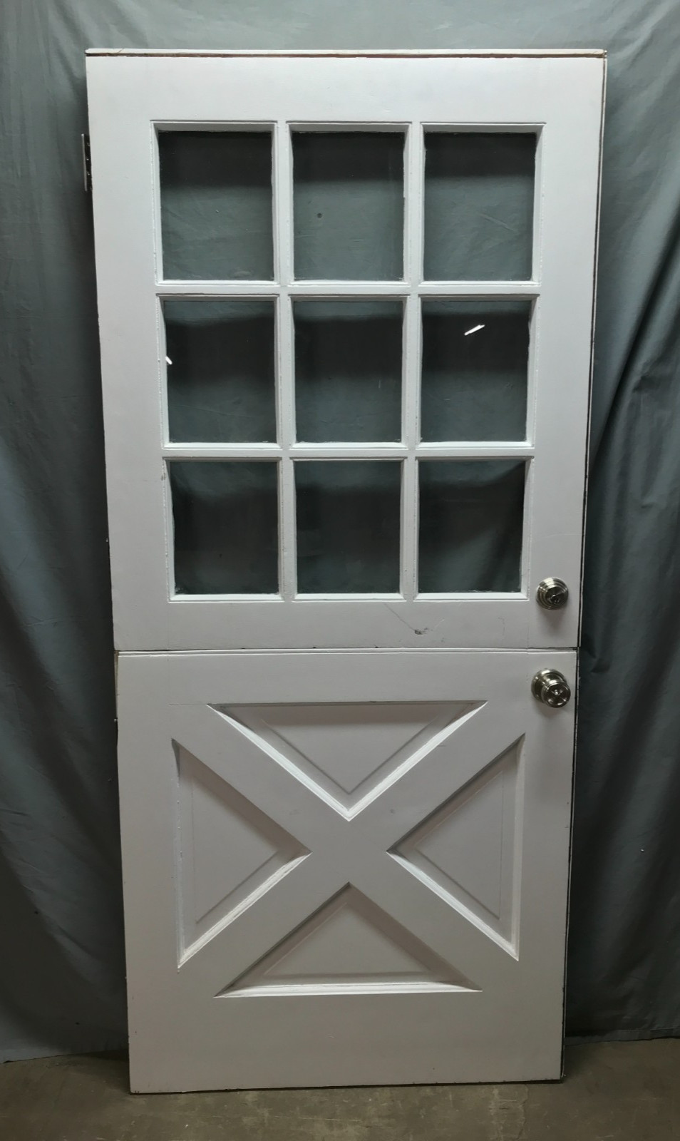 Antique VTG Solid Wood Entryway Shabby Dutch Door 9 Lite 36×80 Chic Old 1812-25B