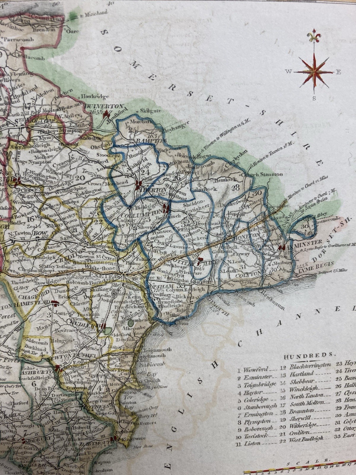 Antique Map Early 1800s Devonshire – Hand-Coloured Copperplate Engraving