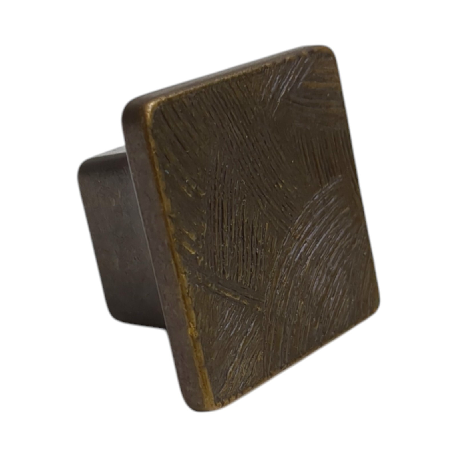 Vintage Brass Square Textured Raised Knob Handles Pulls Single Screw