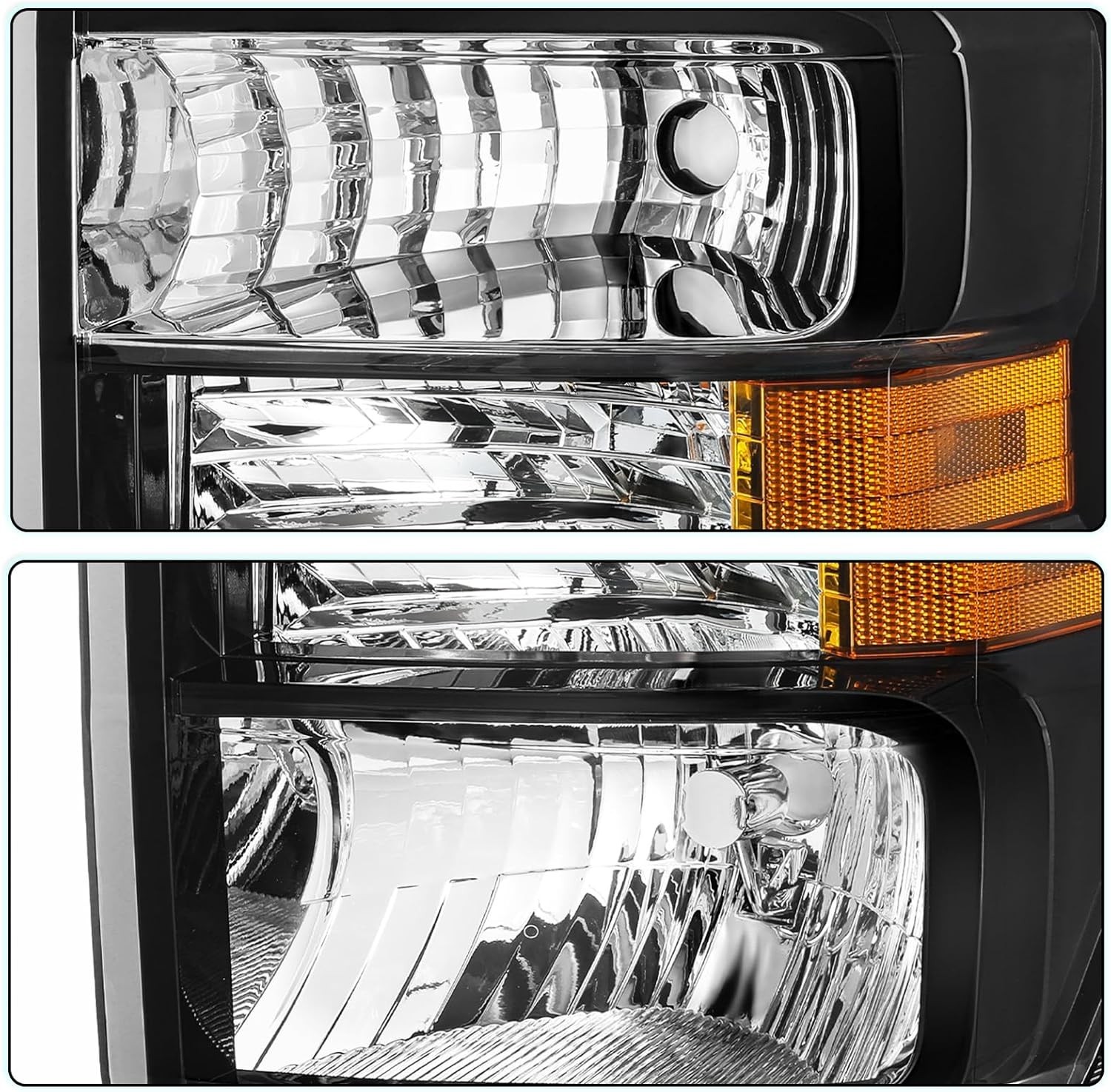 Headlight Assembly Set with Adapter Fit for 2008-2014 Ford E150 E250 2008-2021 E