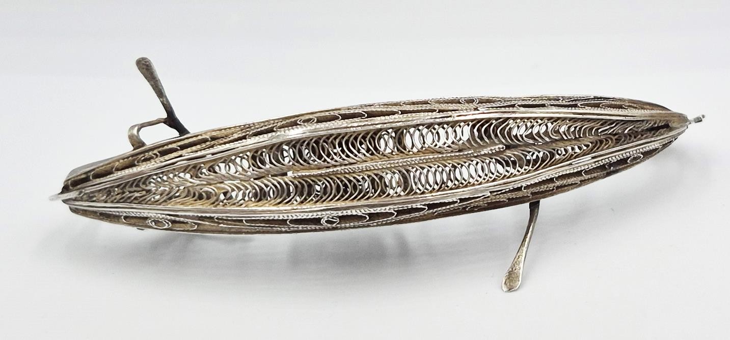 ANTIQUE ITALIAN SOLID SILVER FILIGREE GONDOLA MODEL c1930