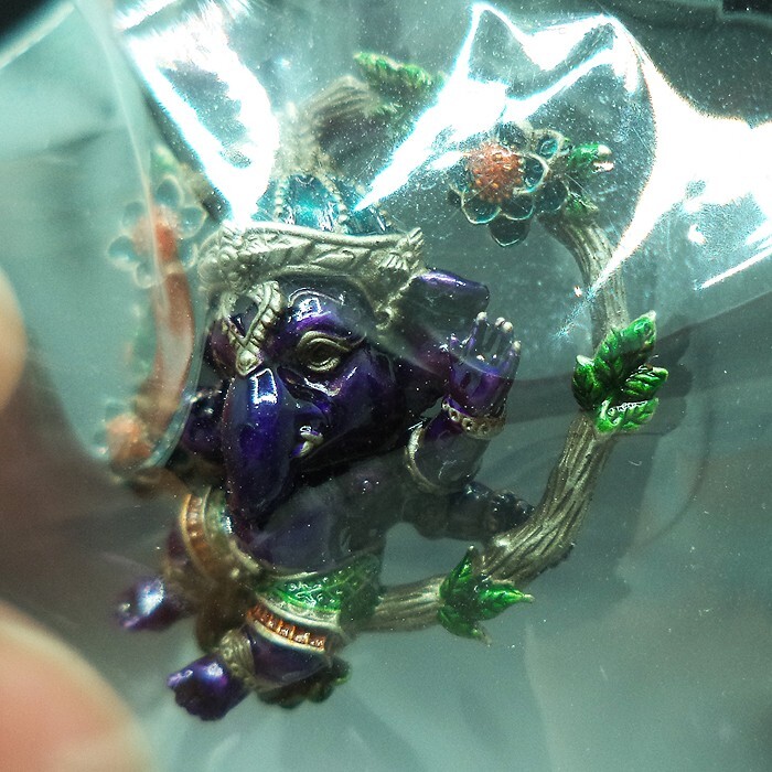HINDU GOD GANESHA TINY V.1 BRONZE PURPLE RONGYA LP VIJIT THAI AMULET JEWELRY