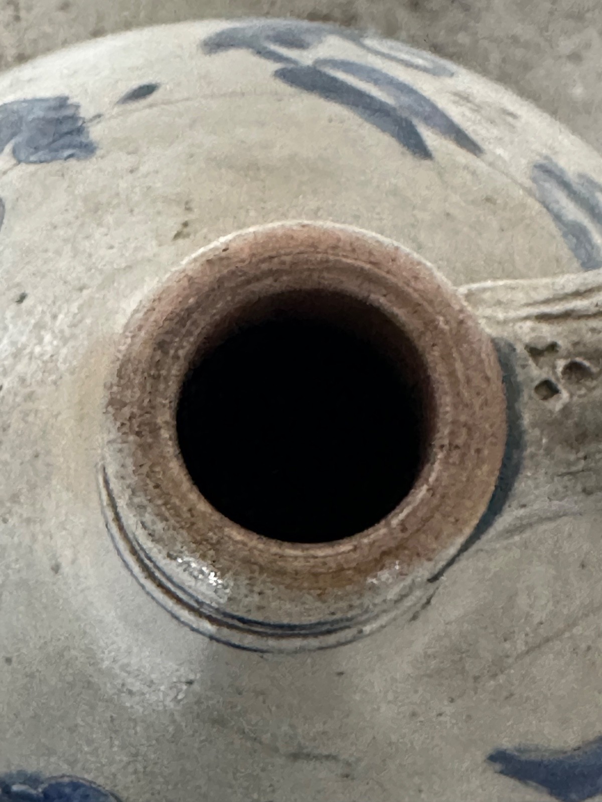 19th c. Westerwald 18” Stoneware Incised Salt Glazed Cobalt Blue Ovoid Bird Jug