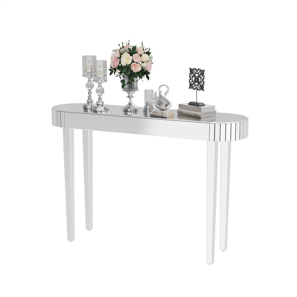 1.2M Stunning Mirrored Entry Table Clear Glass Console Table Living Room Bedroom