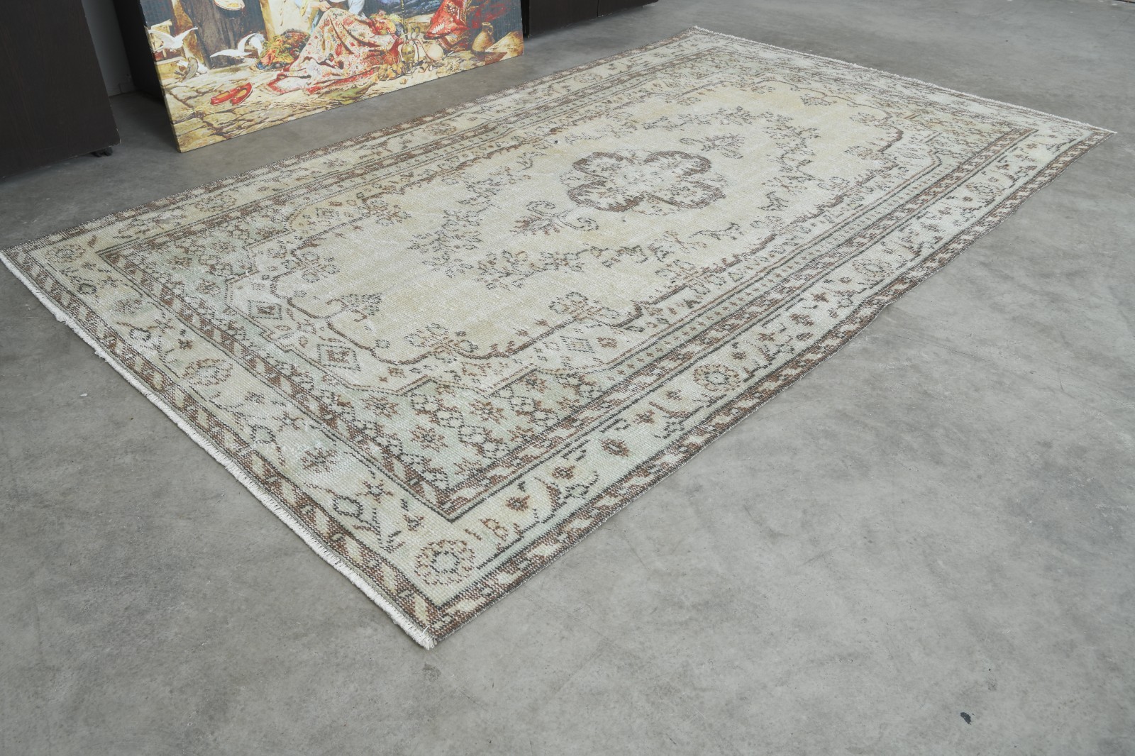 5×8 ft rugs, antique turkish vintage oushak rug hand-knotted wool carpet rug,169