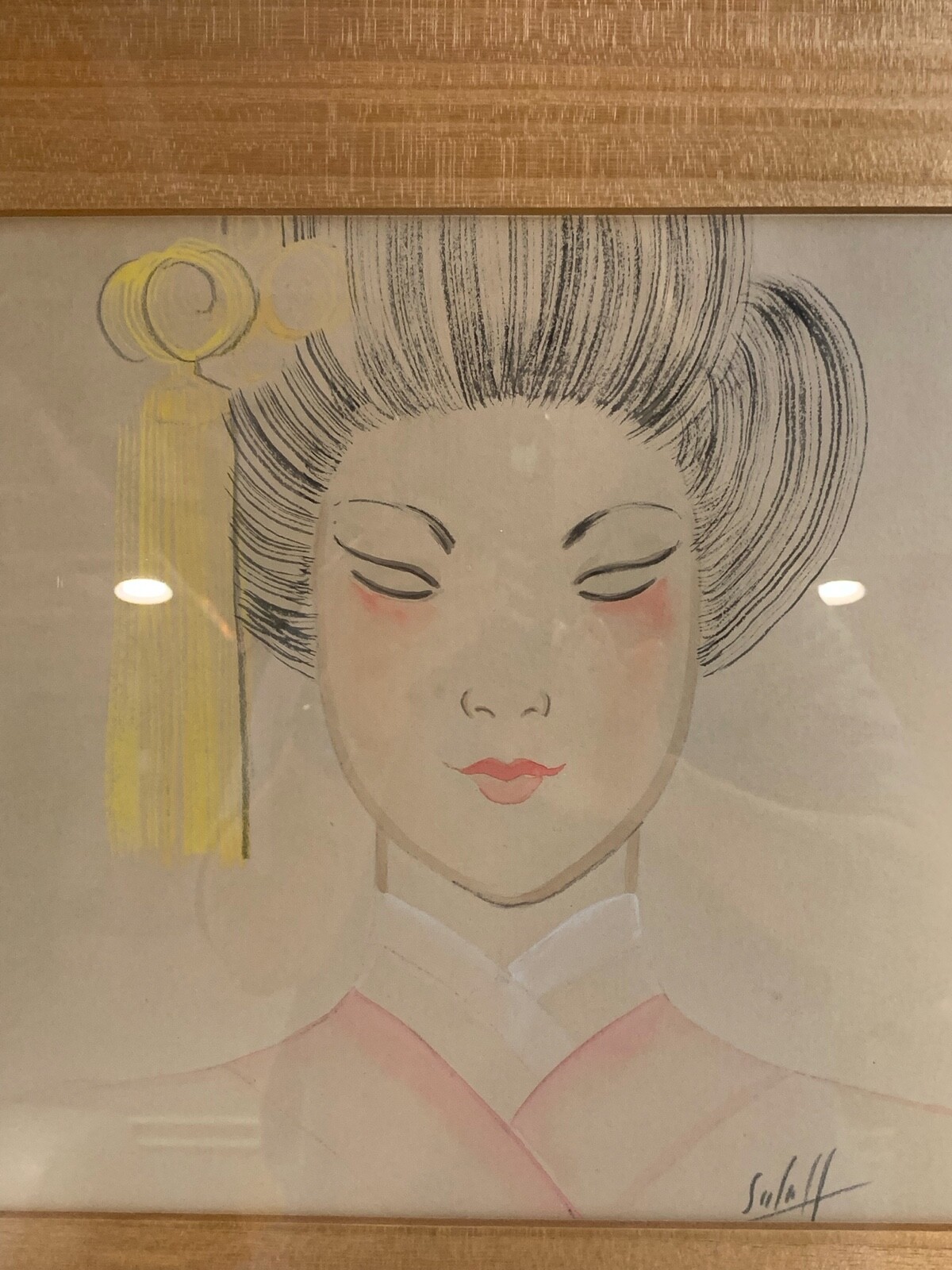 ANTIQUE Asian WATERCOLOR PAINTING PORTRAIT Pre 1930 – 719