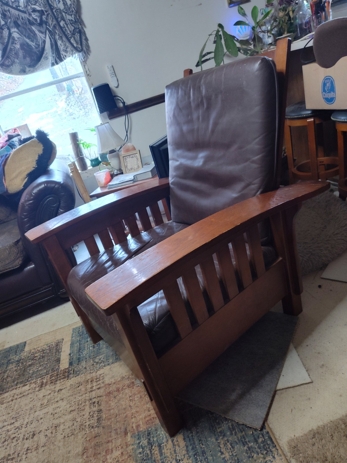 Stickley Antique Mission Oak and Leather Morris Chair