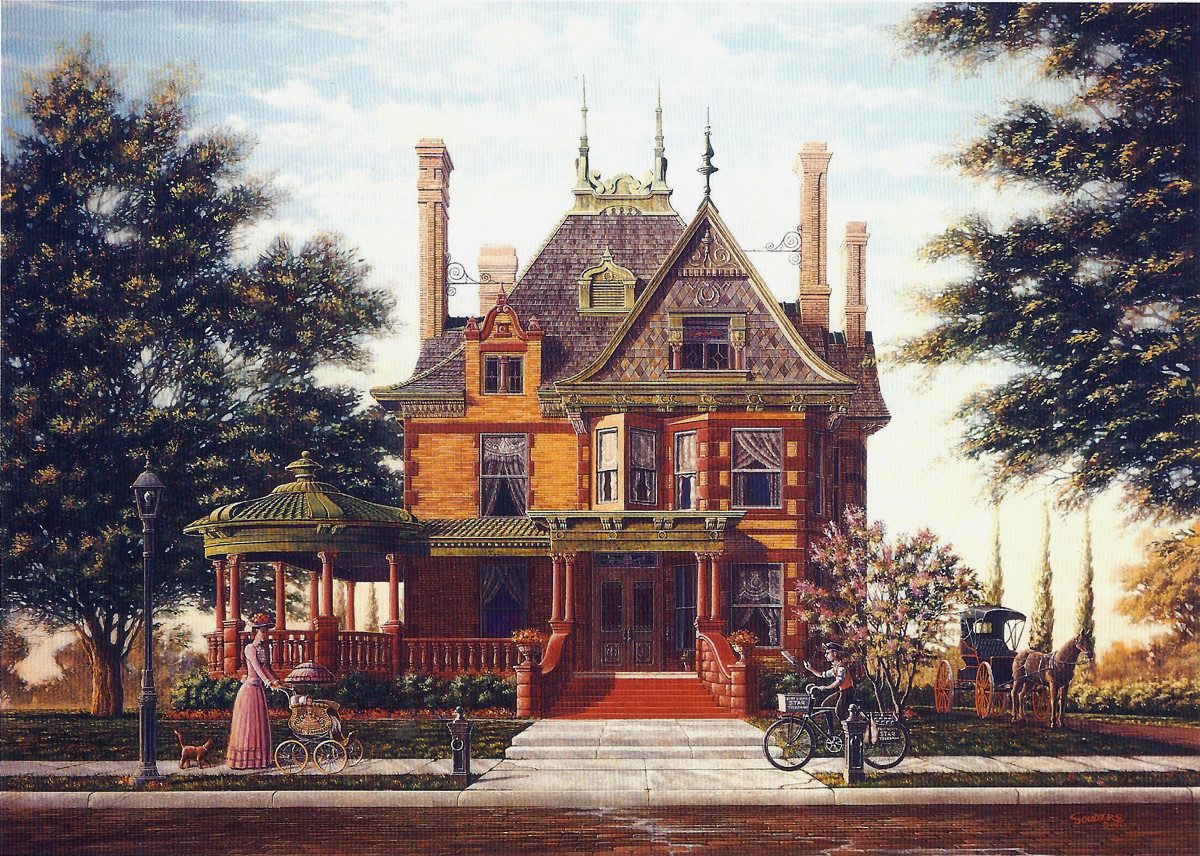 Victorian Queen Anne Fort Worth Texas McFarland Home Matted Art SIGNED Souders