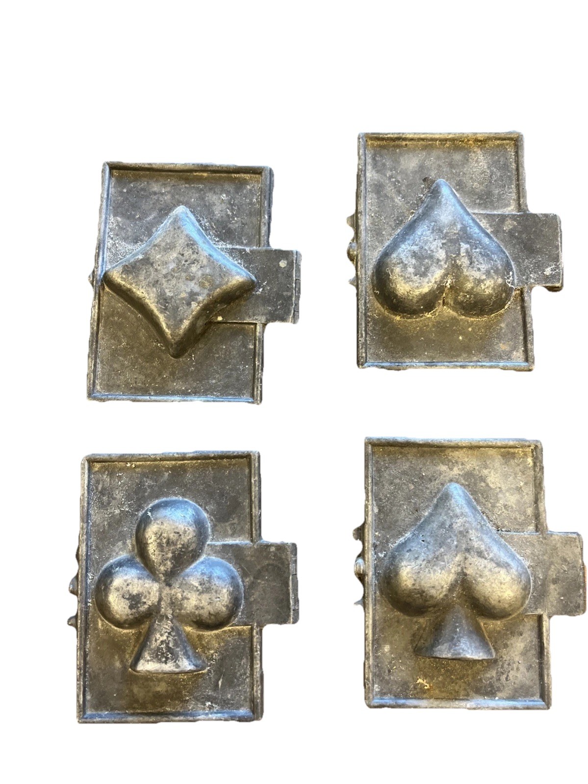 Four Aces – Diamonds, Hearts, Clubs, Spades – Pewter Ice Cream Molds By Krauss