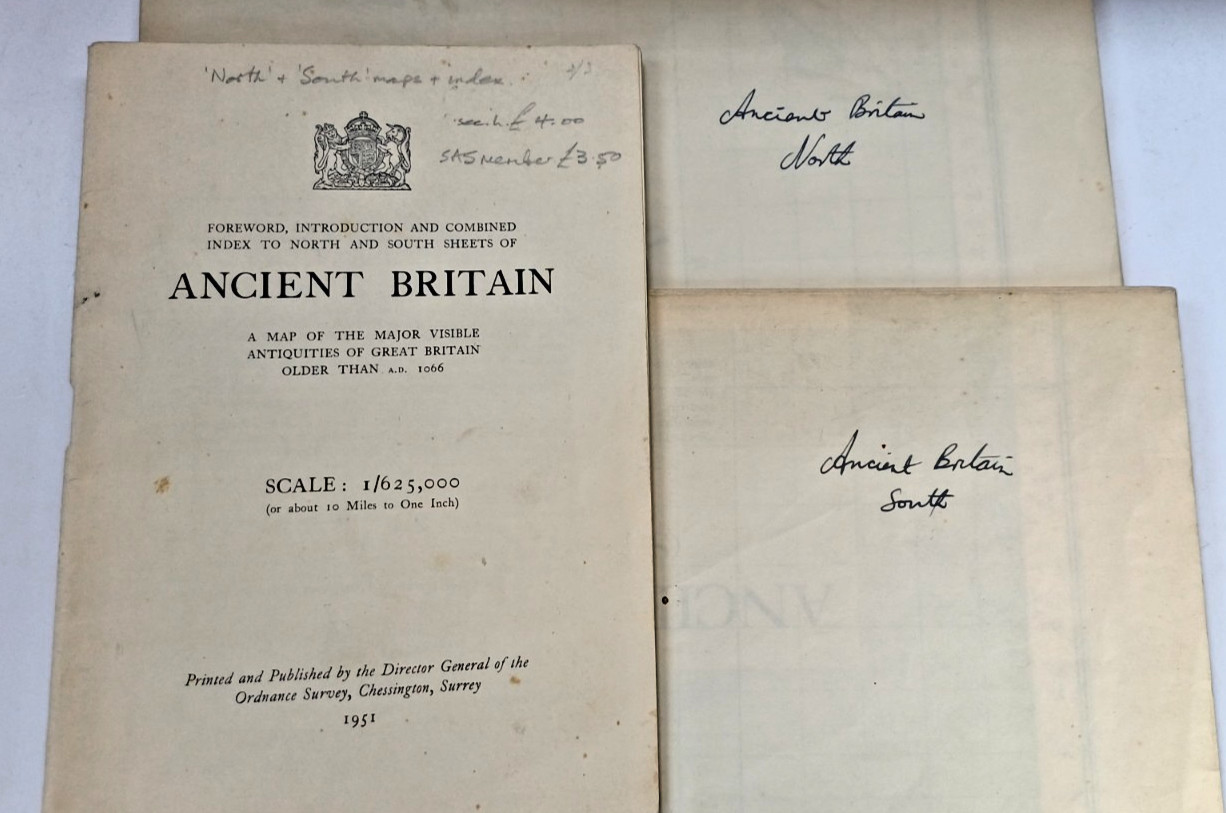 1951 O/S issue of maps of antiquities from before 1066- 2 maps North and South
