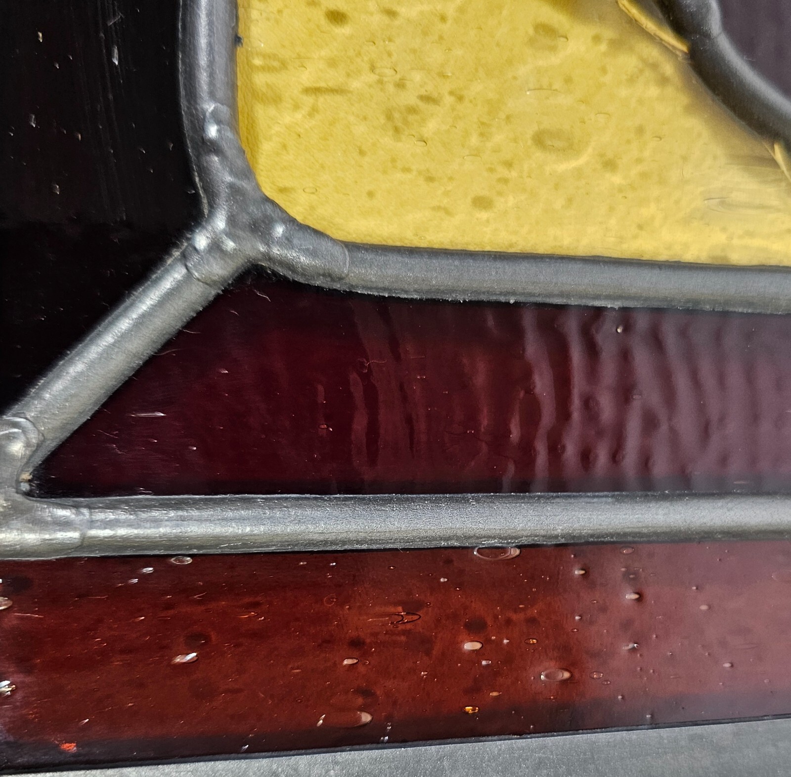 Vintage Handcrafted Glass Window Panel. Marked. 20 1/8″ X 10 1/2″ Small Crack