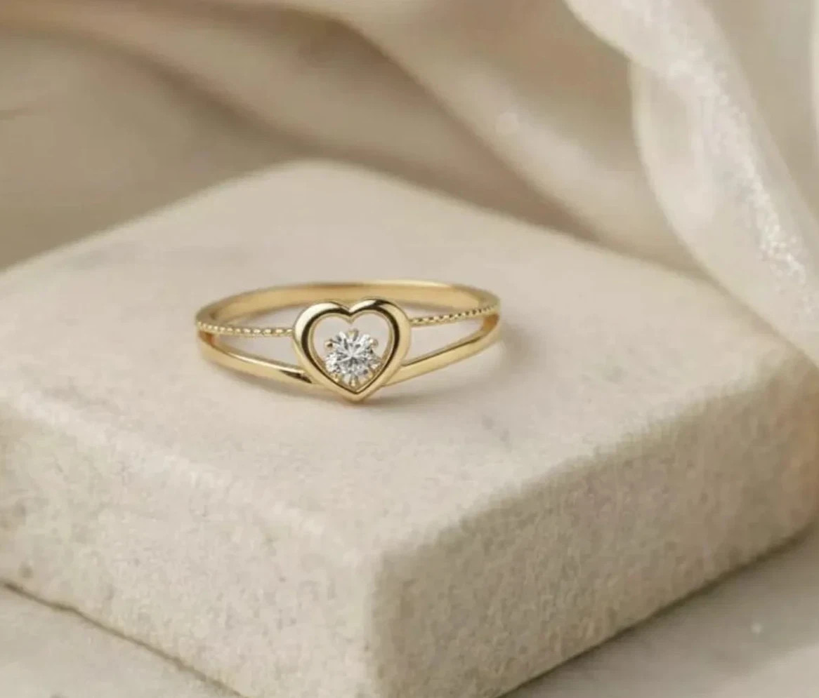 1Ct Round Cut Lab Created Diamond Engagement Band Ring 14K Yellow Gold Plated