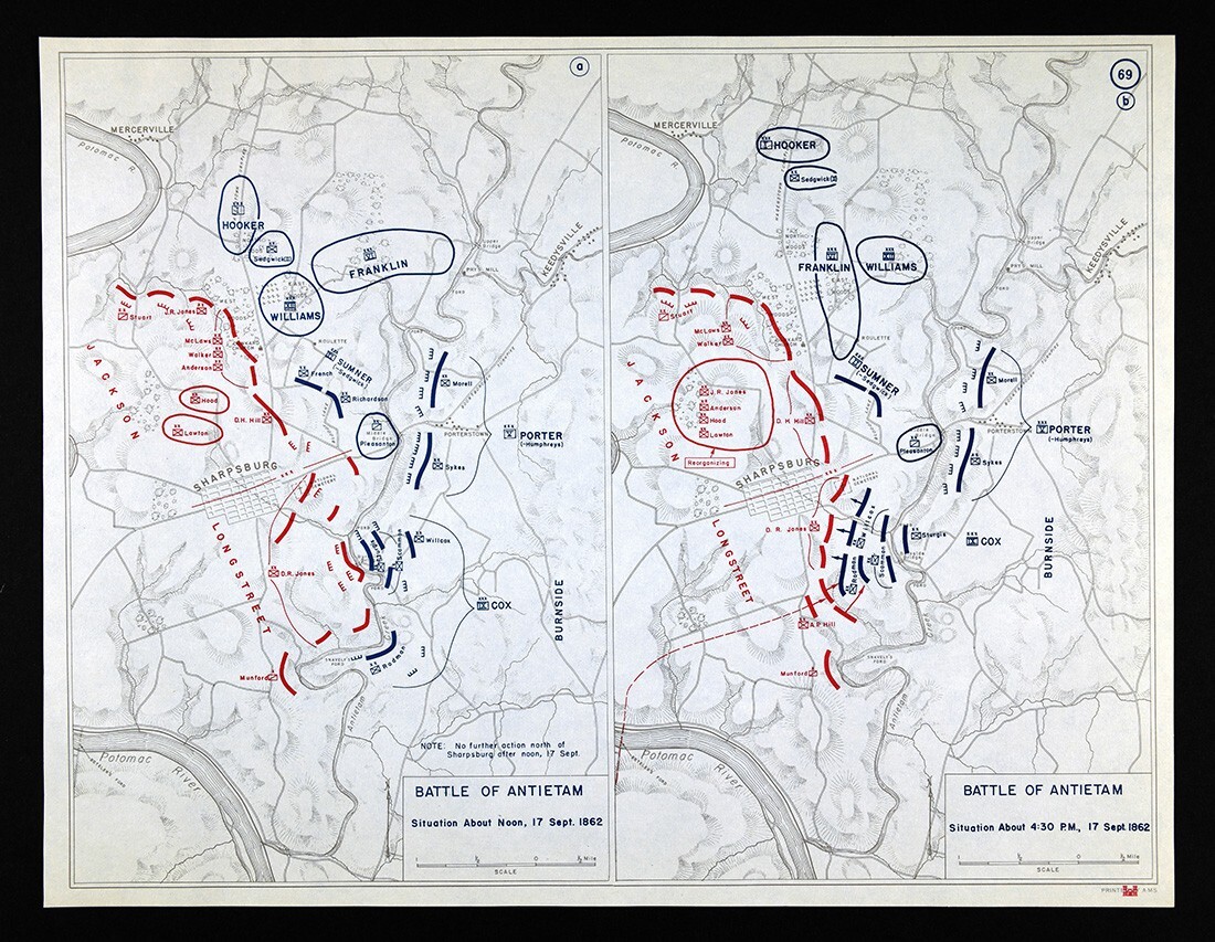West Point Civil War Map Battle of Antietam Sharpsburg Virginia 4:30 PM Sept 17