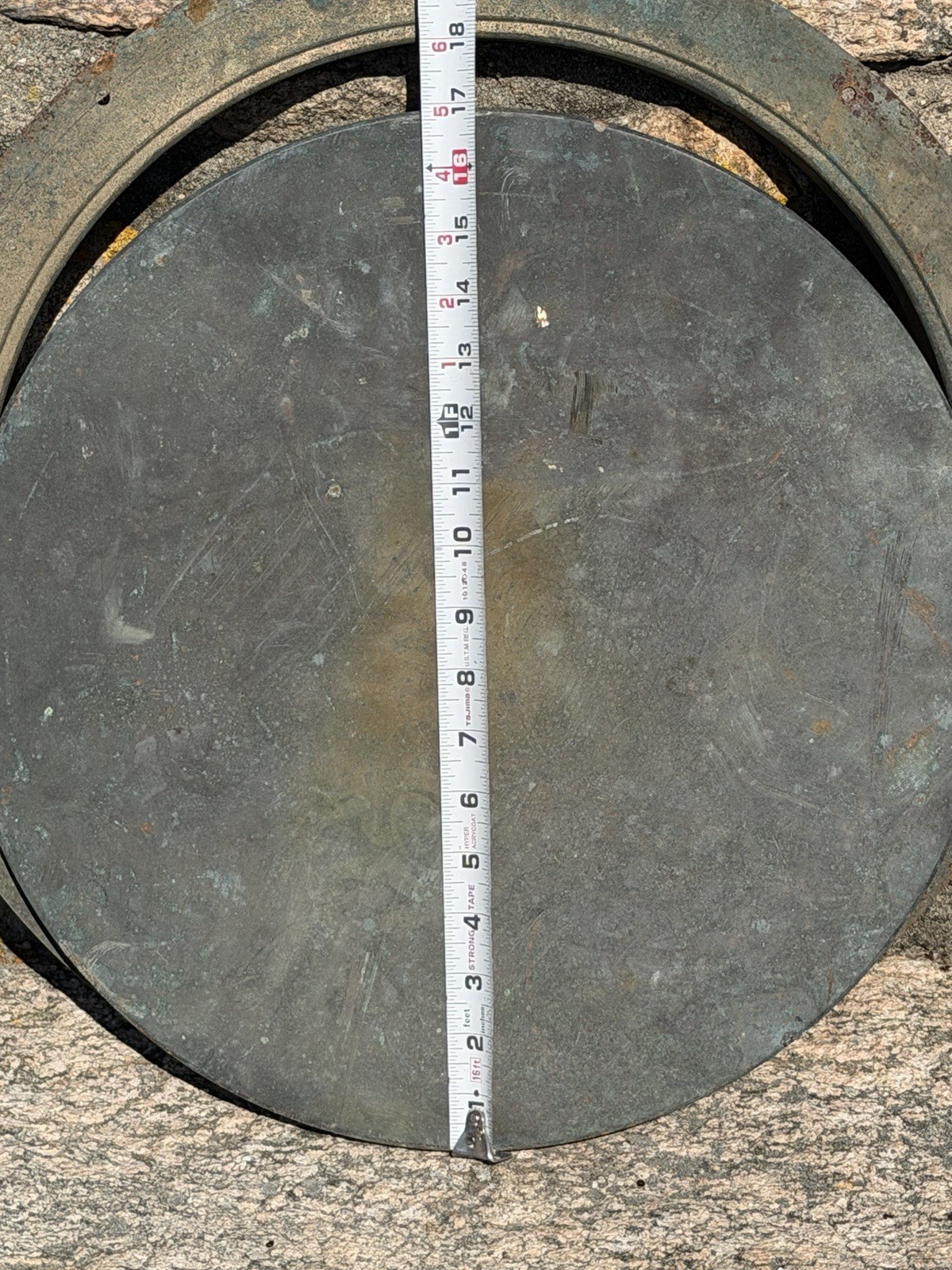 Antique Industrial Solid Round Brass Hatch Cover 19” w/ Flange – Arch. Salvage