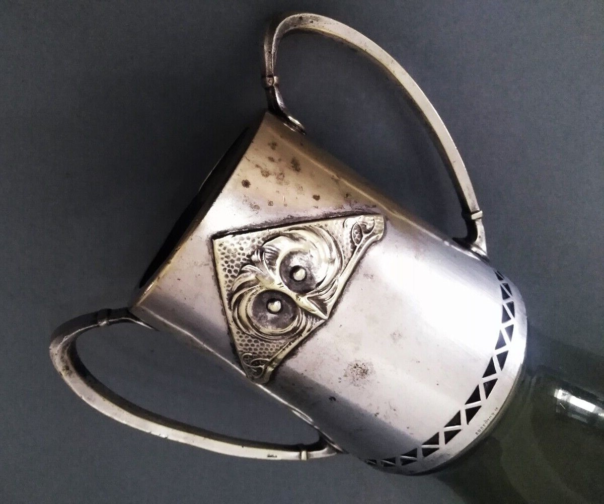 Secessionist/jugendstil Argentor/Loetz Witwe mounted vase 1905 design Hans Ofner