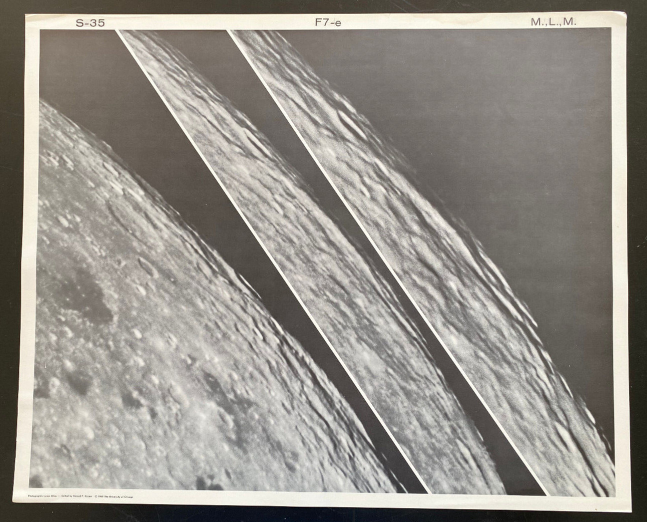Plate No. F7-e From 1960 Photographic Lunar Atlas Moon G P Kuiper Large 17″x21″