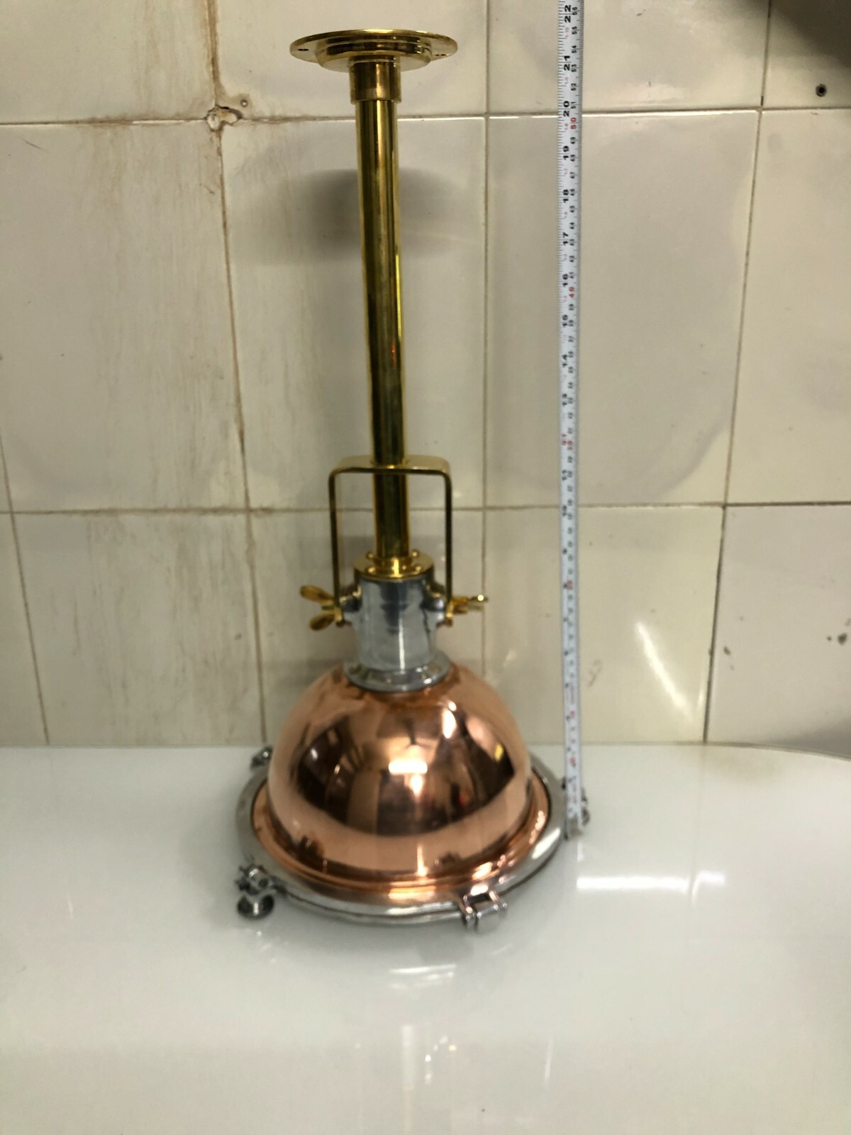 Authentic Aluminum Copper Ceiling Nautical Marine Pendant Light Brass Pipe