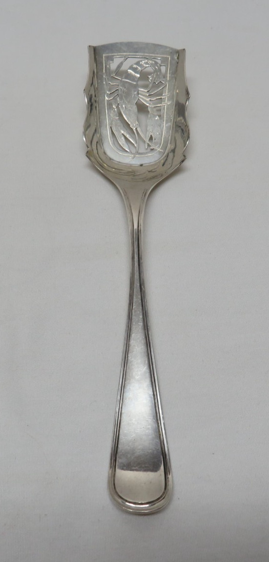 Dutch 833 Silver Serving Spoon Scoop Openwork Lobster Seafood Gerrit Greup