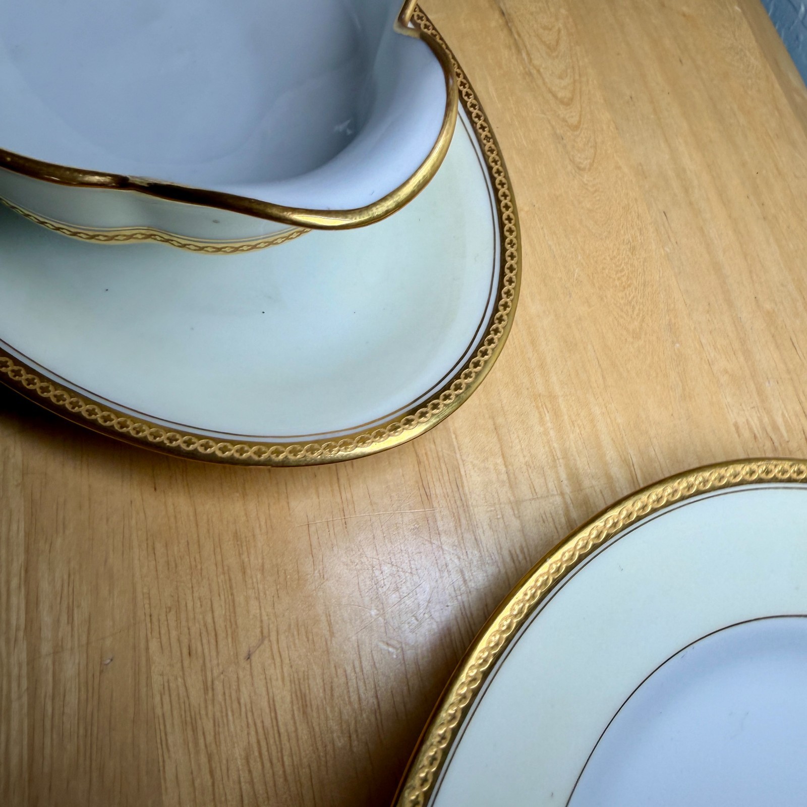 Antique Haviland Limoges France Serving Set Trio, Gold Rim Porcelain – PRISTINE!