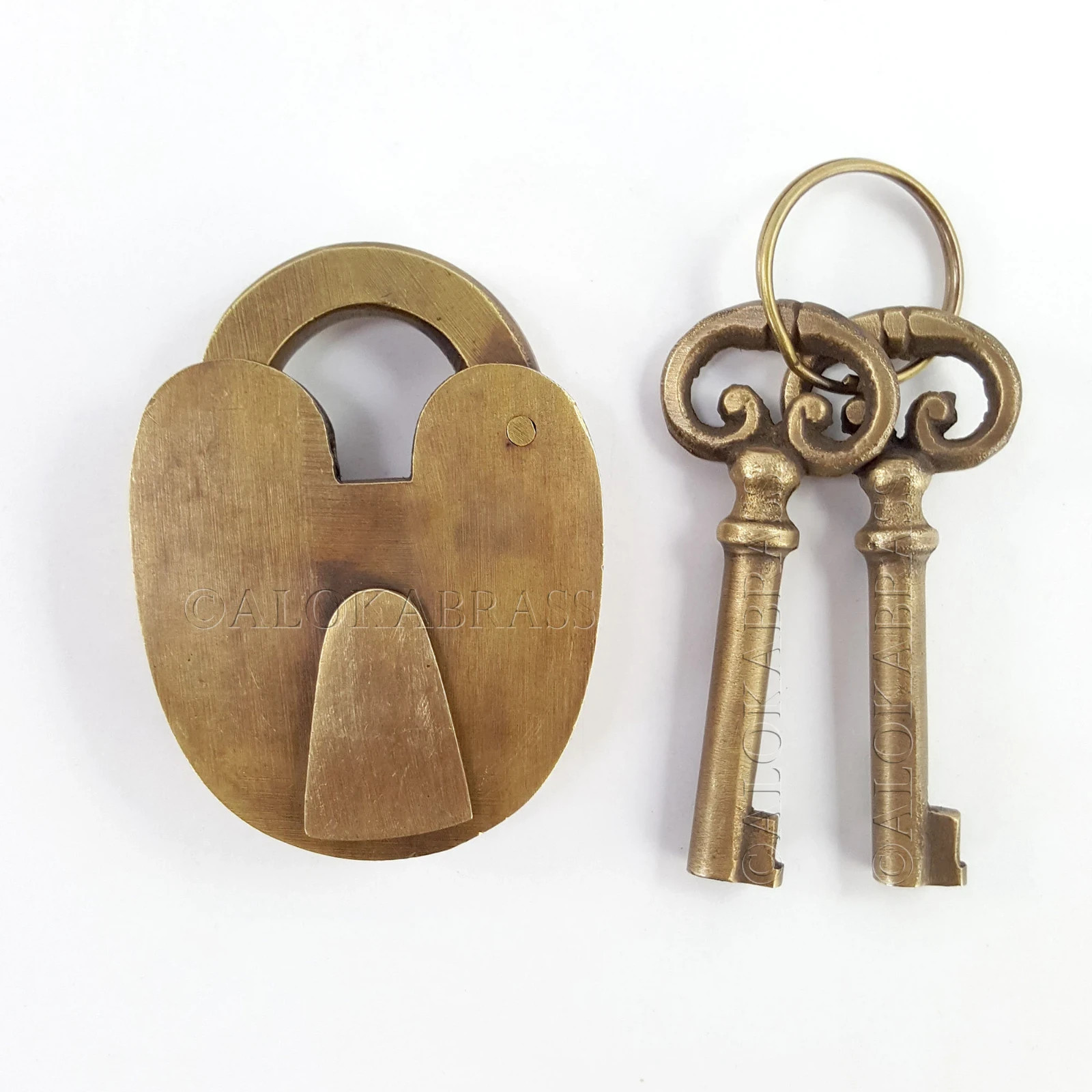 Heavy Solid Brass Padlock 2.5″ (≈70mm) — Antique-Style with 2 Keys (Aged Finish)