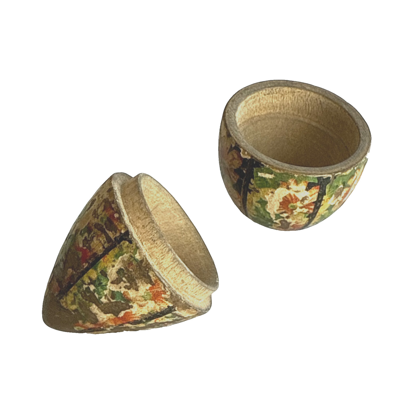 Thimble Case – Antique Chintz Floral Mauchline Ware Egg Scotland UK Chippy