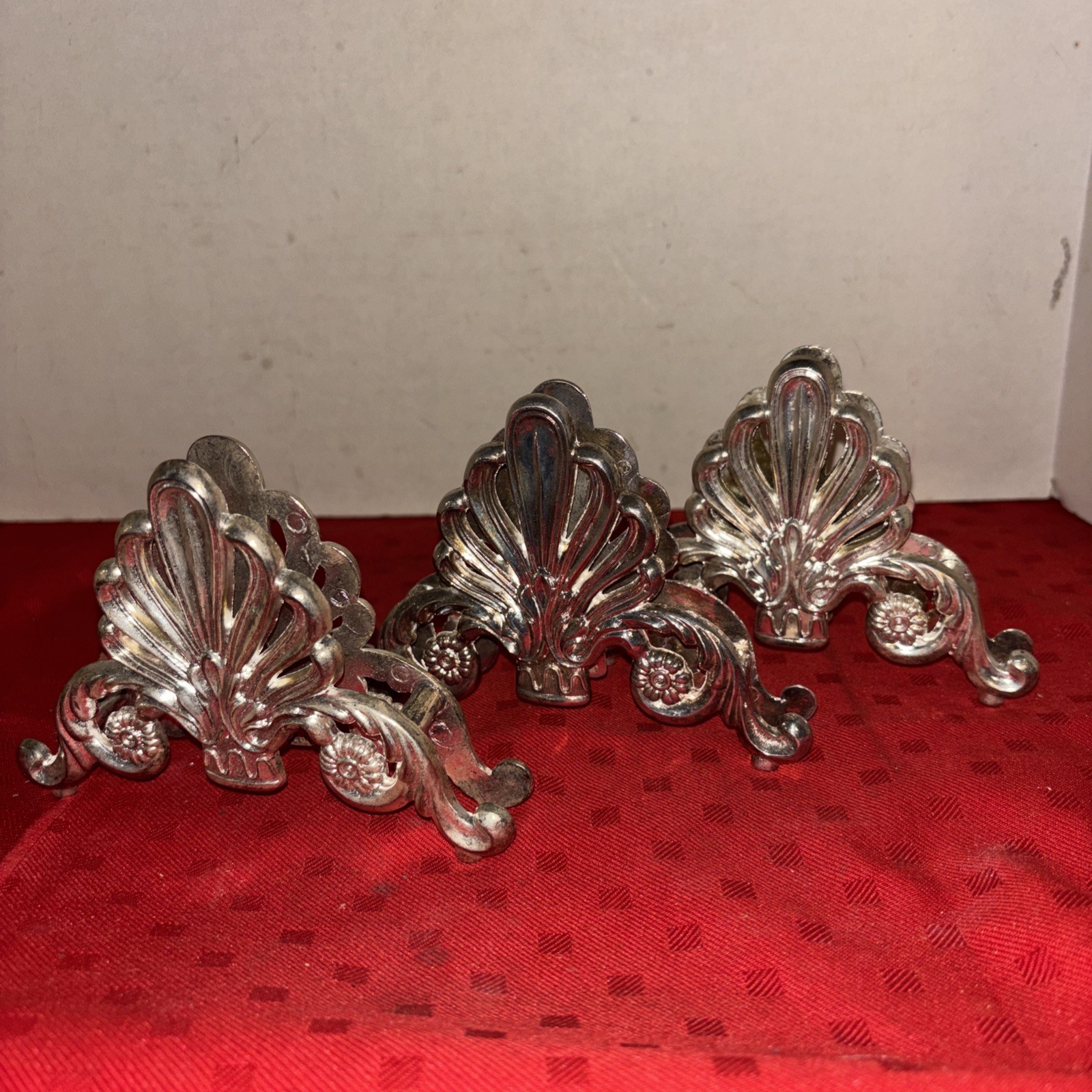 Formal Leonard Buffet Set of 3 Silverware Holders- Patina Silver Plate
