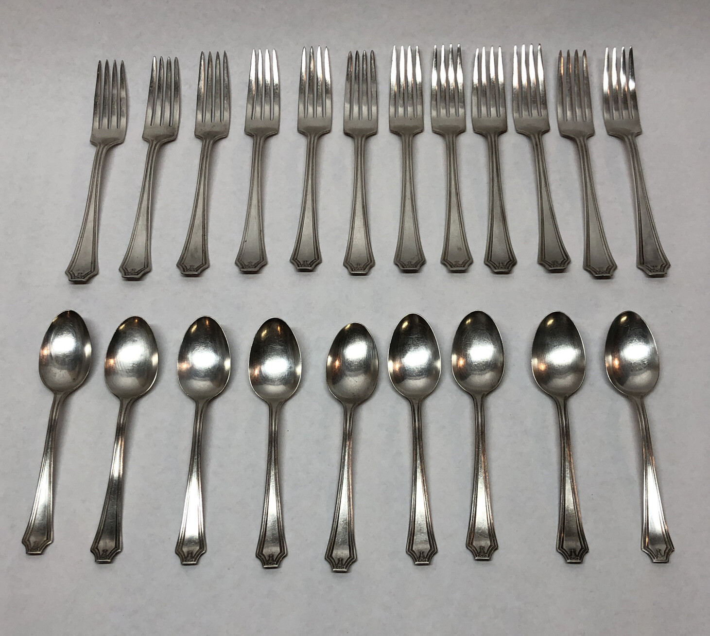 Lot of 21 Vintage Penco Silver Plate 9 Spoons & 12 Forks