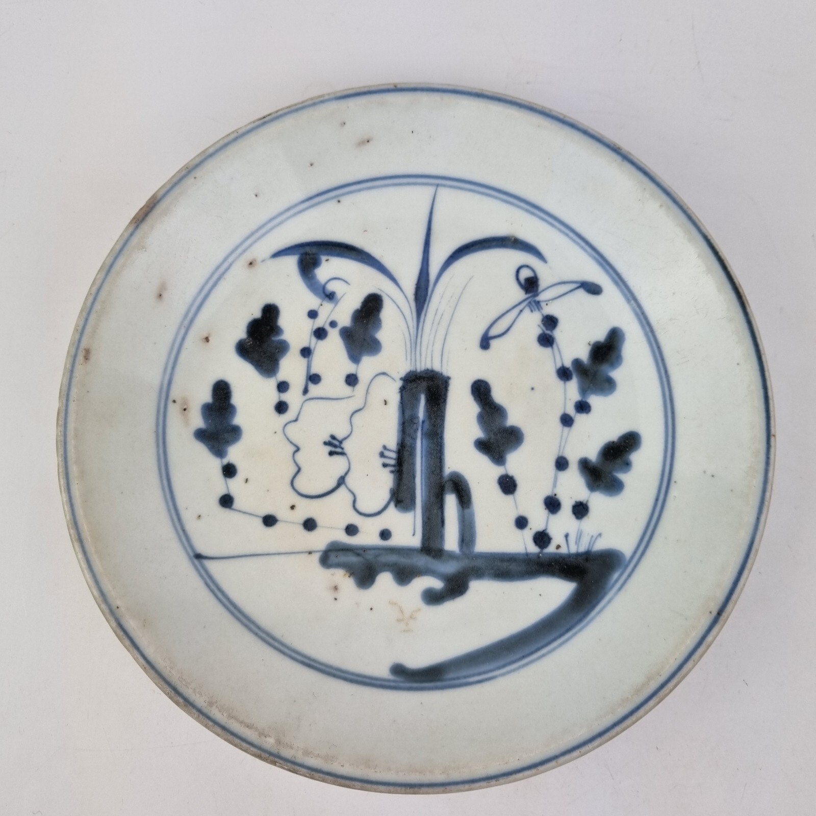 Antique Chinese Blue And White Plate Dish Painted With Flowers #5