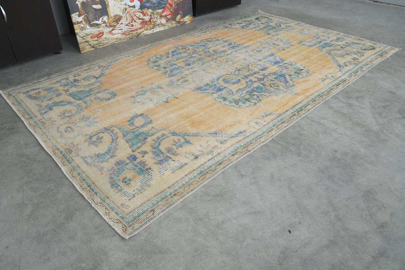 5×9 area rugs handmade neutral vintage turkish rug anatolia oriental carpet 699