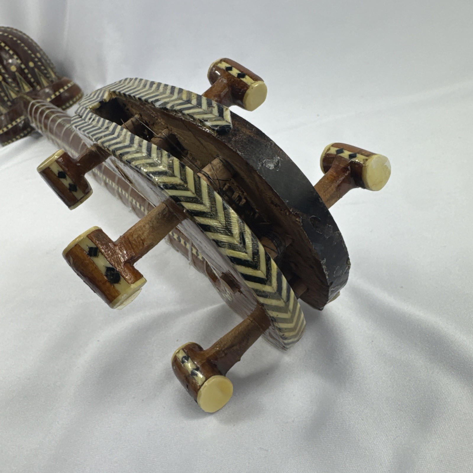 Vintage Asian Rawap Musical String Instrument Snakeskin Design 23 Inches Long