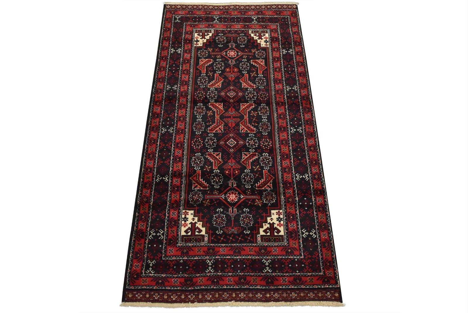 Baloch Rug 2’10” x 5’7” Blue Wool Vintage Tribal Hand-Knotted Oriental Carpet